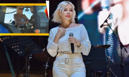 SAHNE ÖNCESİ TRAKTÖRLE HASADA KATILDI